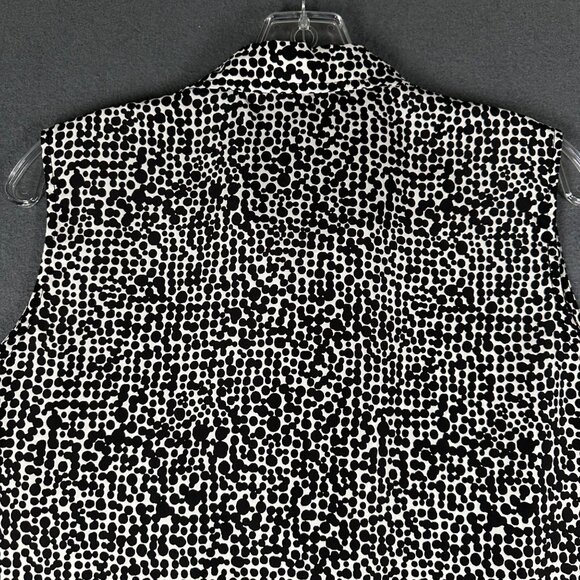George Womens XL 16-18 Black White‎ Polka Dot Sleeveless Button Up Blouse Tank - Picture 12 of 12